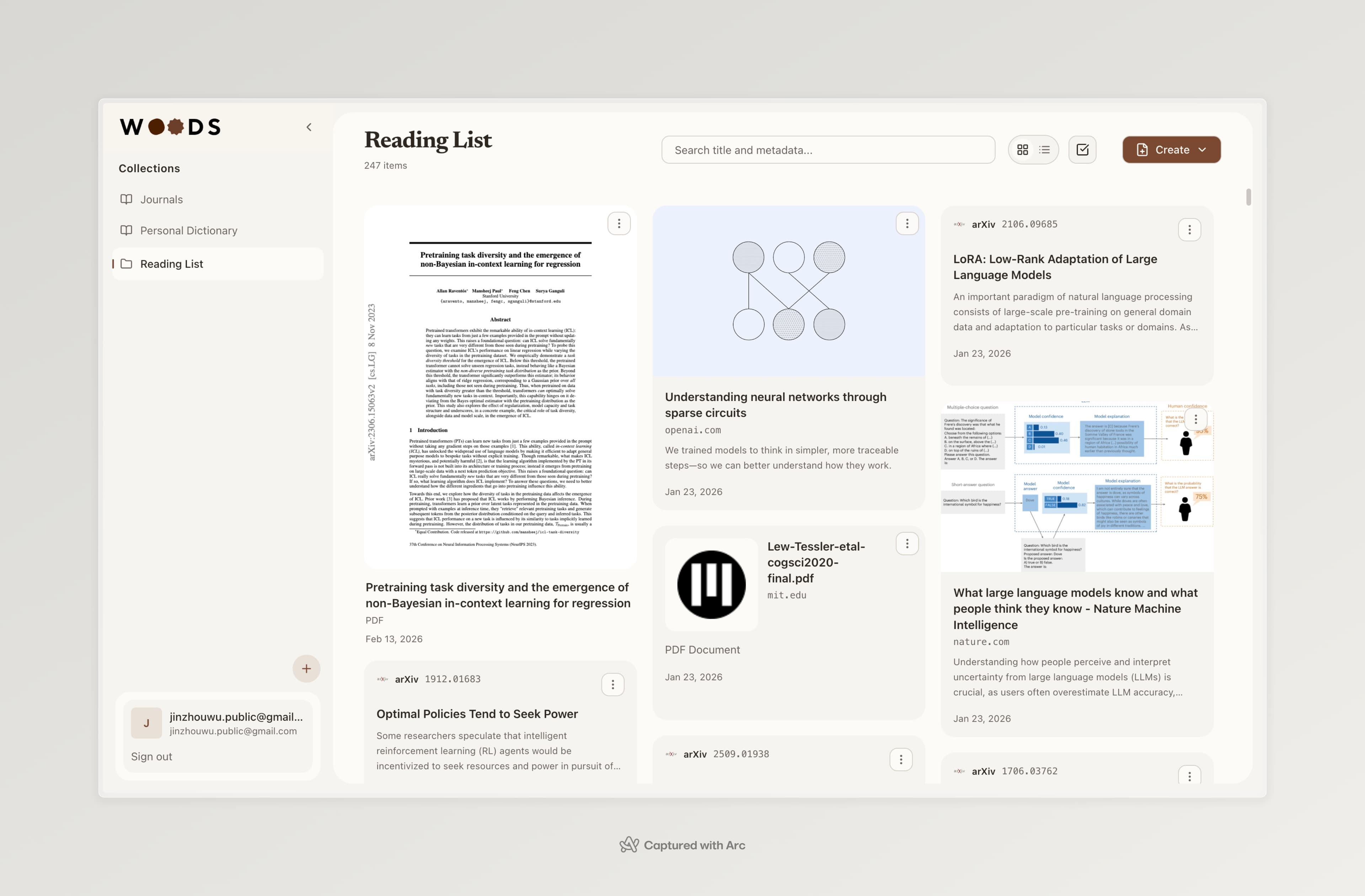 Woods homepage screenshot